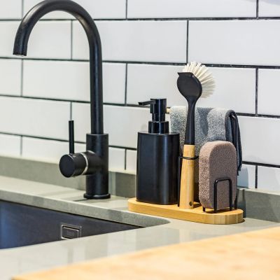 Kitchen dispensers and sink organizers