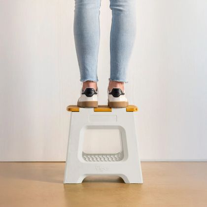 VIGAR COMPACT GREY BAMBOO ON TOP FOLDABLE 32CM STOOL