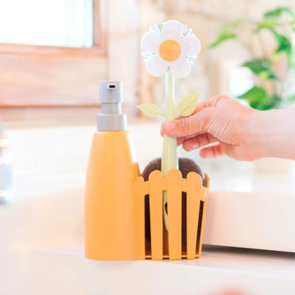 VIGAR FLORGANIC ORANGE 3 PIECE SINK CADDY WITH DISPENSER SET