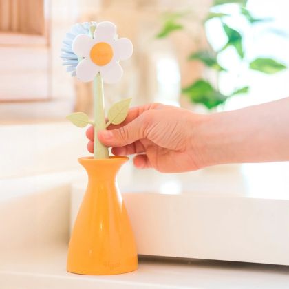 VIGAR FLORGANIC ORANGE DISH BRUSH WITH VASE