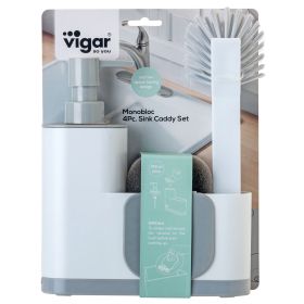 VIGAR RENGØ WHITE MONOBLOC 4 PIECE SINK CADDY SET