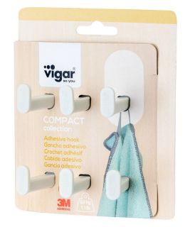VIGAR PLASTIC SMALL HOOK WITH ADHESIVE 6U.PACK