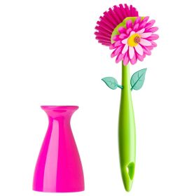 VIGAR FLOWER POWER GLOVES/PINK DISH BRUSH WITH VASE AND