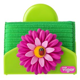 VIGAR FLOWER POWER GLOVES/PINK DISH BRUSH WITH VASE AND