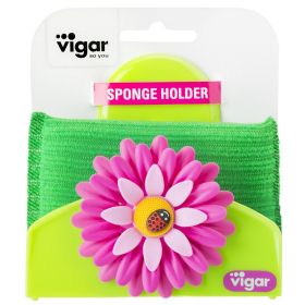 VIGAR FLOWER POWER Сет ръкавици, четка с ваза и поставка са гъба, розов