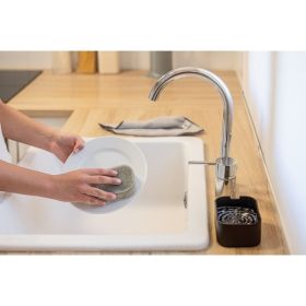 VIGAR VINTAGE Ваничка за препарат за миене с кухненска гъба, черен