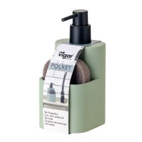 VIGAR POCKET Кухненски дозатор за течен сапун с място за гъба, зелен
