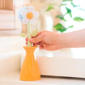 VIGAR FLORGANIC ORANGE DISH BRUSH WITH VASE